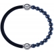 Apollon - Collection MiX - bracelet combinable cuir italien noir - 10,25cm + hématite 6mm - 10,25cm