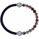Apollon - Collection MiX - bracelet combinable cuir italien noir - 10,25cm + agate jaspe 6mm - 10,25cm