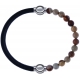 Apollon - Collection MiX - bracelet combinable cuir italien noir - 10,25cm + agate jaspe 6mm - 10,25cm