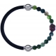 Apollon - Collection MiX - bracelet combinable cuir italien noir - 10,25cm + agate verte 6mm - Bouddha - 10cm