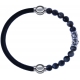 Apollon - Collection MiX - bracelet combinable cuir italien noir - 10,25cm + sodalite 6mm - 10cm