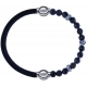Apollon - Collection MiX - bracelet combinable cuir italien noir - 10,25cm + labradorite 6mm - 10cm