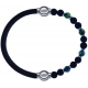 Apollon - Collection MiX - bracelet combinable cuir italien noir - 10,25cm + agate teintée verte - pierre de lave 6mm - 10,75cm