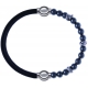 Apollon - Collection MiX - bracelet combinable cuir italien noir - 10,25cm + hématite 6mm - 10cm