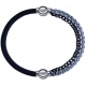 Apollon - Collection MiX - bracelet combinable cuir italien noir - 10,25cm + chaines 2 tons noir et blancs - 10,25cm