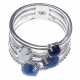 Bague argent rhodié 5g - calcédoine - quartz bleu - sodalite - zircons - T50 à 60