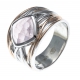 Bague argent rhodié 6,4g - 2 tons - rosé et rhodié - quartz rose - T52 à T60