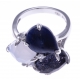 Bague argent rhodié 5,1g - sodalite - astralite bleue - quartz fondu - calcédoine - zircons - T52 à T60