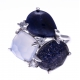 Bague argent rhodié 5,1g - sodalite - astralite bleue - quartz fondu - calcédoine - zircons - T52 à T60