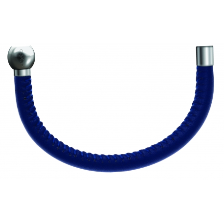 Bracelet combinable - Moitié - cuir italien bleu - diamètre 5mm - longueur 10,25cm