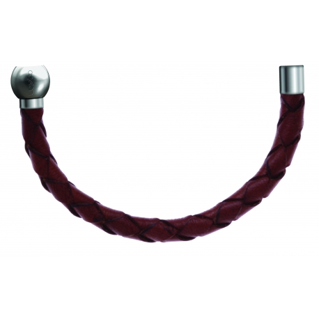 Bracelet combinable - Moitié - cuir tressé italien marron - diamètre 5mm - longueur 10,5cm
