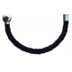 Bracelet combinable - Moitié - cuir tressé italien noir - diamètre 5mm - longueur 10,5cm