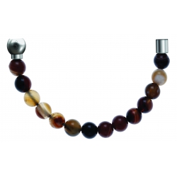 Bracelet combinable - Moitié - agate marron 6mm - longueur 10,25cm