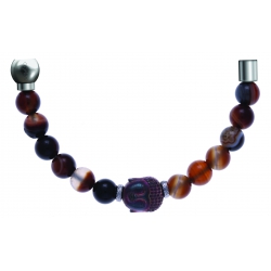 Bracelet combinable - Moitié - agate marron 6mm - composants acier boudha - longueur 10cm