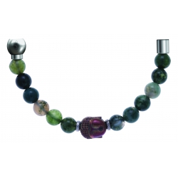 Bracelet combinable - Moitié - agate verte 6mm - composants acier boudha - longueur 10cm