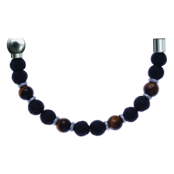 Bracelet combinable - Moitié - œil de tigre - pierre de lave 6mm - composants acier - longueur 10,75cm