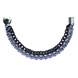 Bracelet combinable - Moitié - chaines 2 tons noir et blancs - longueur 10,25cm