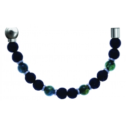 Bracelet combinable - Moitié - agate verte - pierre de lave 6mm - composants acier - longueur 10,75cm
