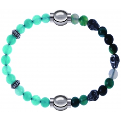 Apollon - Collection MiX Femme - jade verte - composants acier - longueur 9,25cm + agate - composants acier - longueur 9…