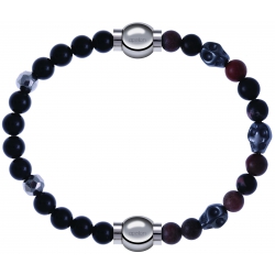 Apollon - Collection MiX Femme - onyx - composants acier - longueur 9,25cm + rhodonite - composants acier - longueur 9,2…