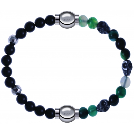 Apollon - Collection MiX Femme - onyx - composants acier - longueur 9,25cm + agate - composants acier - longueur 9,25cm…