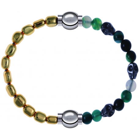 Apollon - Collection MiX Femme - hématite doré - diamètre 6mm - longueur 9,25cm + agate - composants acier - longueur 9,…