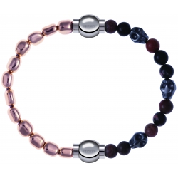 Apollon - Collection MiX Femme - hématite rosé - diamètre 6mm - longueur 9,25cm + rhodonite - composants acier - longueu…