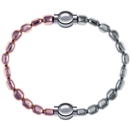 Apollon - Collection MiX Femme - hématite rosé - diamètre 6mm - longueur 9,25cm + hématite - diamètre 6mm - longueur 9,2…