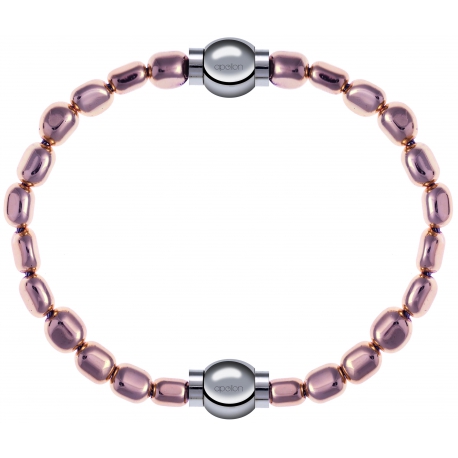 Apollon - Collection MiX Femme - hématite rosé - diamètre 6mm - longueur 9,25cm + hématite rosé - diamètre 6mm - longueu…