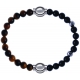 Apollon - Collection MiX Femme - œil de tigre - diamètre 6mm - longueur 9,25cm + onyx - composants acier - longueur 9,25…