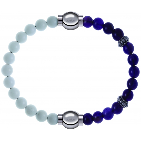 Apollon - Collection MiX Femme - agate blanche - diamètre 6mm - longueur 9,25cm + améthyste - composants acier - longueu…