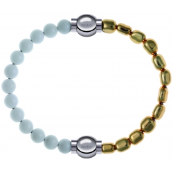 Apollon - Collection MiX Femme - agate blanche - diamètre 6mm - longueur 9,25cm + hématite doré - diamètre 6mm - longueu…