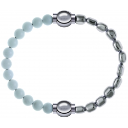 Apollon - Collection MiX Femme - agate blanche - diamètre 6mm - longueur 9,25cm + hématite - diamètre 6mm - longueur 9,2…