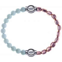 Apollon - Collection MiX Femme - agate blanche - diamètre 6mm - longueur 9,25cm + hématite rosé - diamètre 6mm - longueu…