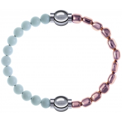 Apollon - Collection MiX Femme - agate blanche - diamètre 6mm - longueur 9,25cm + hématite rosé - diamètre 6mm - longueu…