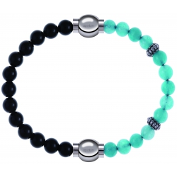 Apollon - Collection MiX Femme - onyx - diamètre 6mm - longueur 9,25cm + jade verte - composants acier - longueur 9,25cm…