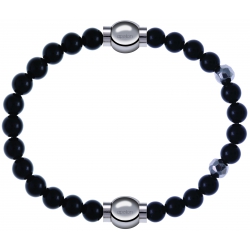 Apollon - Collection MiX Femme - onyx - diamètre 6mm - longueur 9,25cm + onyx - composants acier - longueur 9,25cm…