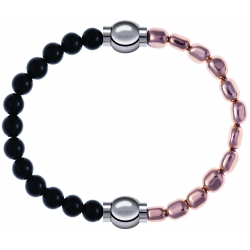 Apollon - Collection MiX Femme - onyx - diamètre 6mm - longueur 9,25cm + hématite rosé - diamètre 6mm - longueur 9,25cm…