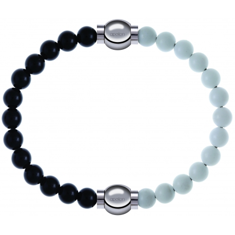 Apollon - Collection MiX Femme - onyx - diamètre 6mm - longueur 9,25cm + agate blanche - diamètre 6mm - longueur 9,25cm…