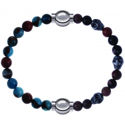 Apollon - Collection MiX Femme - agate bleu clair, bronzite, pierre de soleil - diamètre 6mm - longueur 9,25cm + rhodoni…