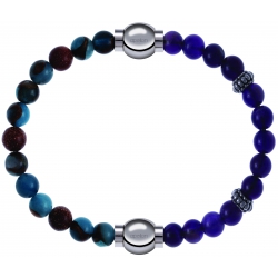 Apollon - Collection MiX Femme - agate bleu clair, bronzite, pierre de soleil - diamètre 6mm - longueur 9,25cm + améthys…