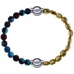 Apollon - Collection MiX Femme - agate bleu clair, bronzite, pierre de soleil - diamètre 6mm - longueur 9,25cm + hématit…