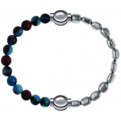 Apollon - Collection MiX Femme - agate bleu clair, bronzite, pierre de soleil - diamètre 6mm - longueur 9,25cm + hématit…