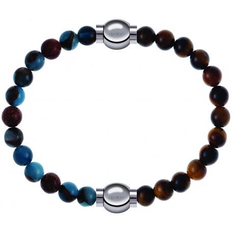 Apollon - Collection MiX Femme - agate bleu clair, bronzite, pierre de soleil - diamètre 6mm - longueur 9,25cm + œil de …