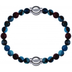 Apollon - Collection MiX Femme - agate bleu clair, bronzite, pierre de soleil - diamètre 6mm - longueur 9,25cm + agate b…