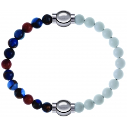 Apollon - Collection MiX Femme - agate bleu foncé, bronzite, pierre de soleil - diamètre 6mm - longueur 9,25cm + agate b…