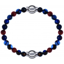 Apollon - Collection MiX Femme - agate bleu foncé, bronzite, pierre de soleil - diamètre 6mm - longueur 9,25cm + agate b…