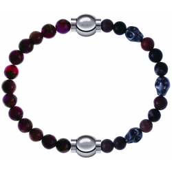 Apollon - Collection MiX Femme - agate rouge, bronzite, pierre de soleil - diamètre 6mm - longueur 9,25cm + rhodonite - …