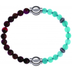 Apollon - Collection MiX Femme - agate rouge, bronzite, pierre de soleil - diamètre 6mm - longueur 9,25cm + jade verte -…