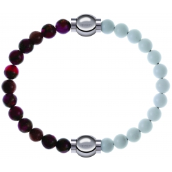 Apollon - Collection MiX Femme - agate rouge, bronzite, pierre de soleil - diamètre 6mm - longueur 9,25cm + agate blanch…